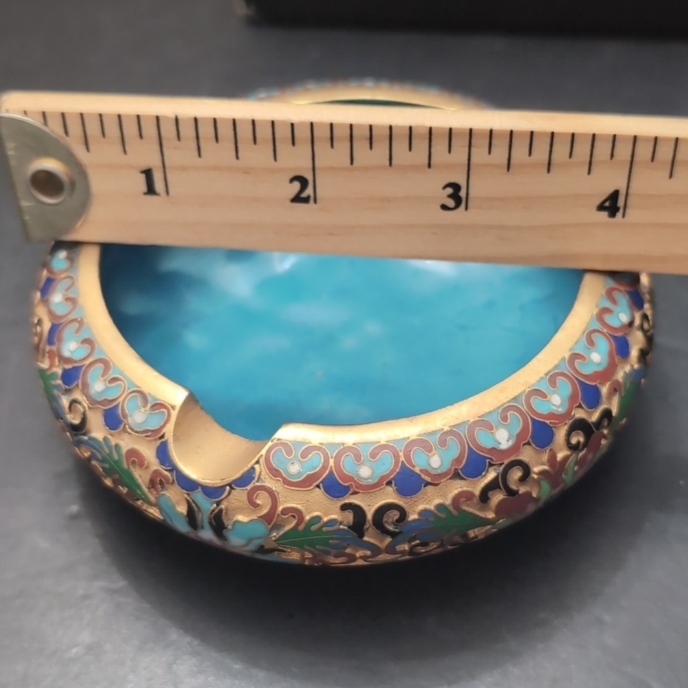 VGT, Cloisonne Multicolored Ashtray . - Picture 8 of 9